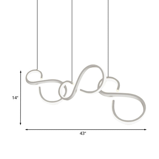 Modern White Acrylic Pendant Lighting - Twisted Design Led 31.5’/43’ Wide Ideal For Living Rooms