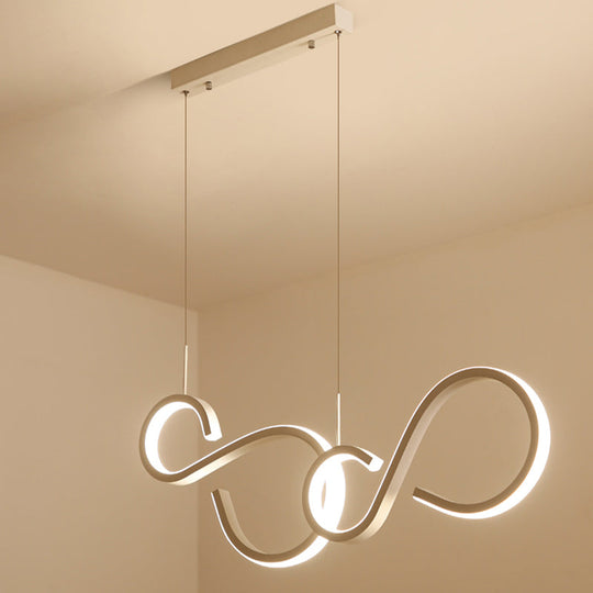 Twisted Acrylic Pendant Lighting: 31.5/43 Wide Led Ceiling Light In White - Perfect For Living Room