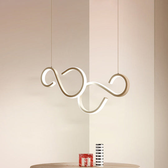 Twisted Acrylic Pendant Lighting: 31.5/43 Wide Led Ceiling Light In White - Perfect For Living Room