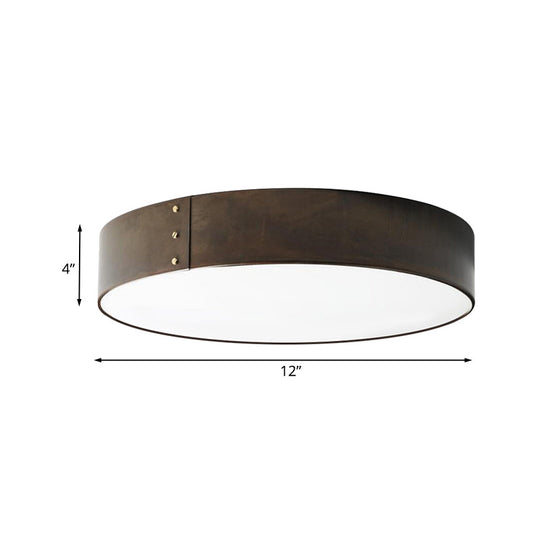 12’/16’ Wide Drum Minimalist Acrylic Led Flush Mount Ceiling Fixture In Grey Finish For Bedroom