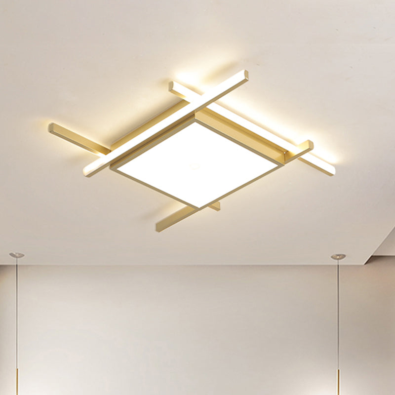 Nordic Gold Led Flush Mount Ceiling Light With Warm/White Glow - 18’/23’ Wide / 18’ White