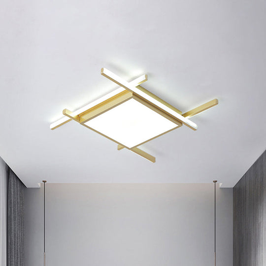 Nordic Gold Led Flush Mount Ceiling Light With Warm/White Glow - 18’/23’ Wide