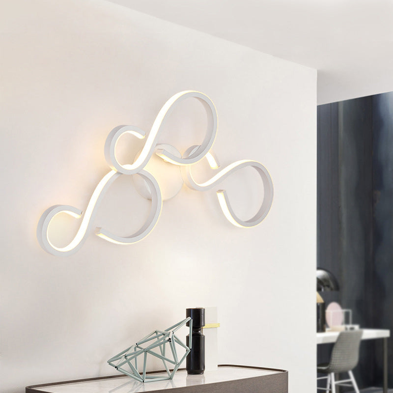 Modern White Spiral Wall Sconce Light With Acrylic Led For Living Room