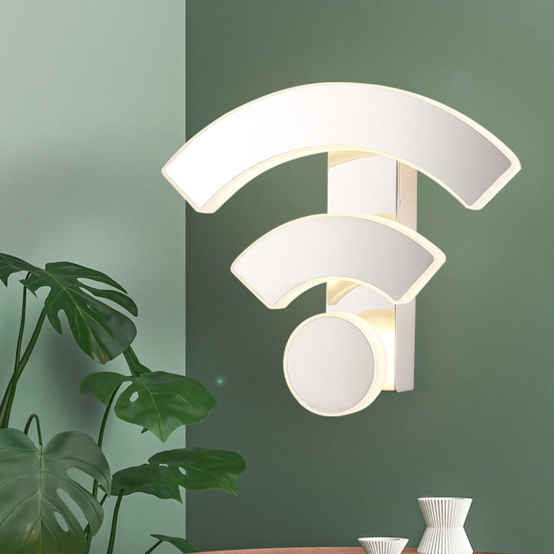 Modern Wifi Logo Sconce Light: Acrylic Led Wall Lamp In Warm/White Light For Bedroom White / Warm