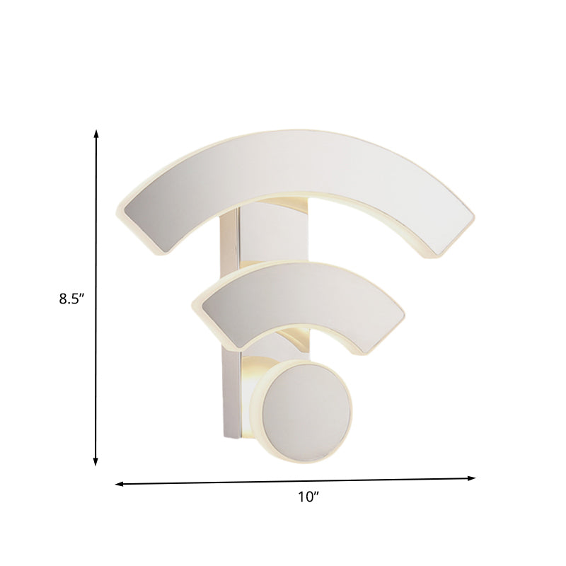 Modern Wifi Logo Sconce Light: Acrylic Led Wall Lamp In Warm/White Light For Bedroom