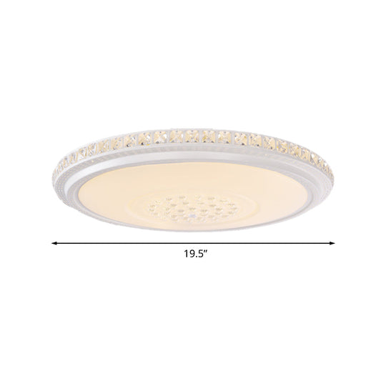 Modern Led Ceiling Flush Light With Crystal Detail White Warm/White 12’/16’/19.5’ Dia.