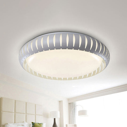 Contemporary Metal Doughnut Flush Lighting - White/Black Led Mount Fixture With Hollow - Out Design