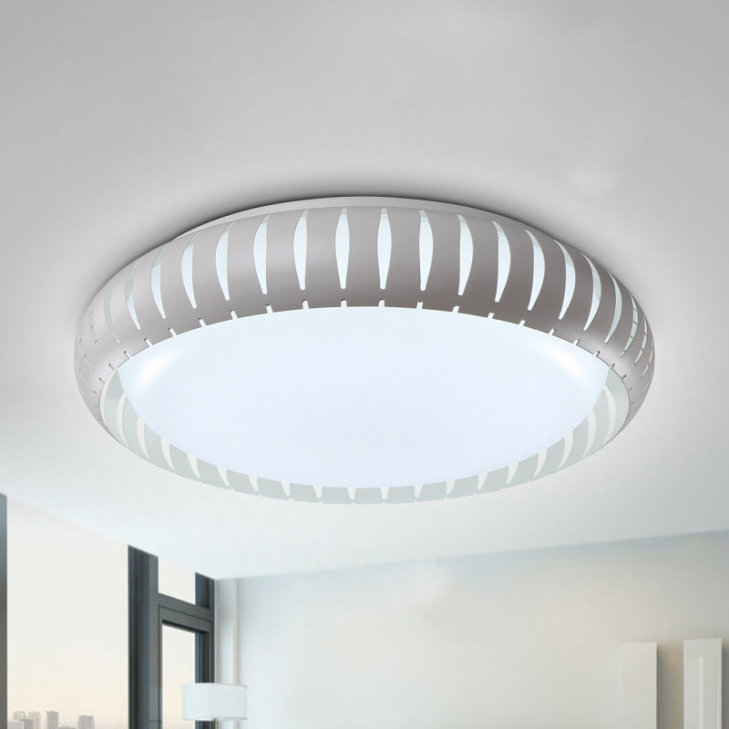 Contemporary Metal Doughnut Flush Lighting - White/Black Led Mount Fixture With Hollow - Out Design
