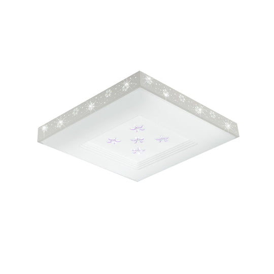 Modern Led White Flush Ceiling Light With Flower Pattern - White/Warm/3 Color Options