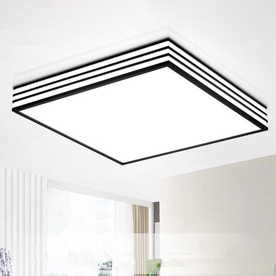 Nordic Metal Square Flush Mount Light Fixture - White And Black Led Ceiling In Warm/White/3 Color