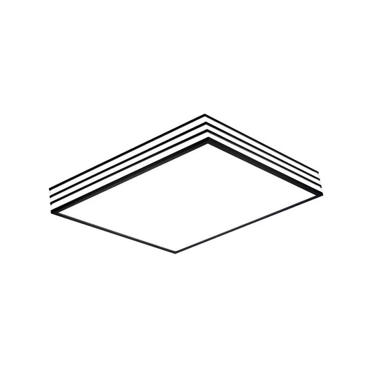 Nordic Metal Square Flush Mount Light Fixture - White And Black Led Ceiling In Warm/White/3 Color