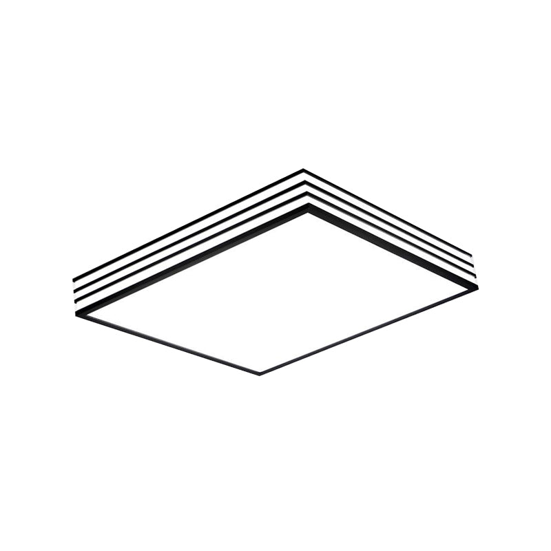 Nordic Metal Square Flush Mount Light Fixture - White And Black Led Ceiling In Warm/White/3 Color