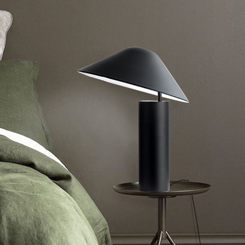 Modern Aluminum Led Mushroom Table Light - Black Bedside Desk Lamp With Iron Cylinder Base