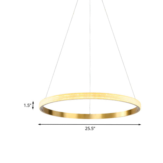 Gold Ring Suspension Light - Modern Led Acrylic Pendant Lamp White/Warm 19’/25.5’ Dia