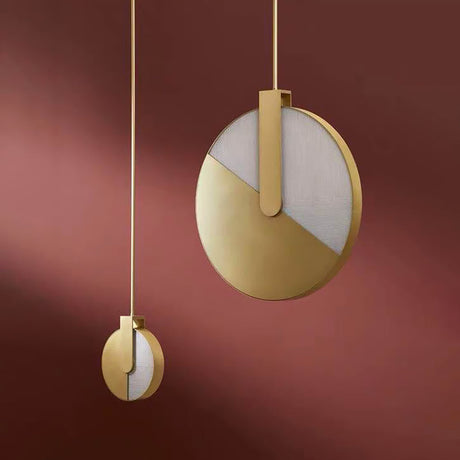 Rotatable Circle Panel Hanging Light - Post-Modern Led Brass Ceiling Lamp In White/Warm