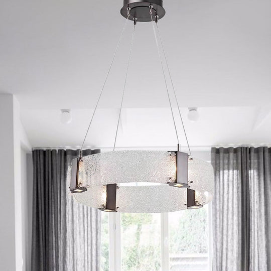 Modern White Water Glass Halo Dining Room Chandelier With 3 Hanging Lights