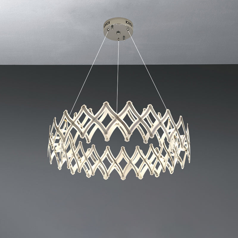 Contemporary Acrylic Led Chandelier - 31.5’/23.5’ W Grid Chrome/Gold Warm/White Light