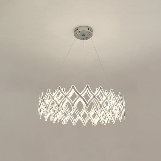Contemporary Acrylic Led Chandelier - 31.5’/23.5’ W Grid Chrome/Gold Warm/White Light