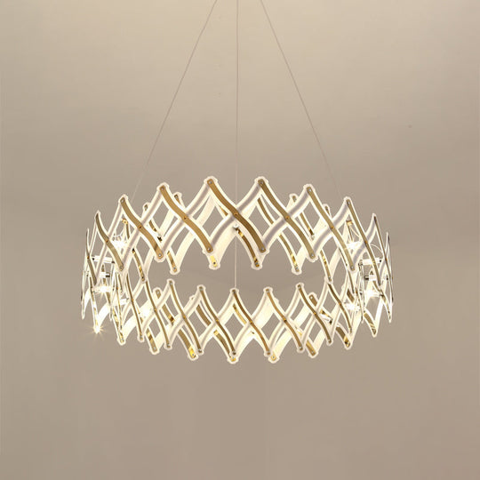 Contemporary Acrylic Led Chandelier - 31.5’/23.5’ W Grid Chrome/Gold Warm/White Light
