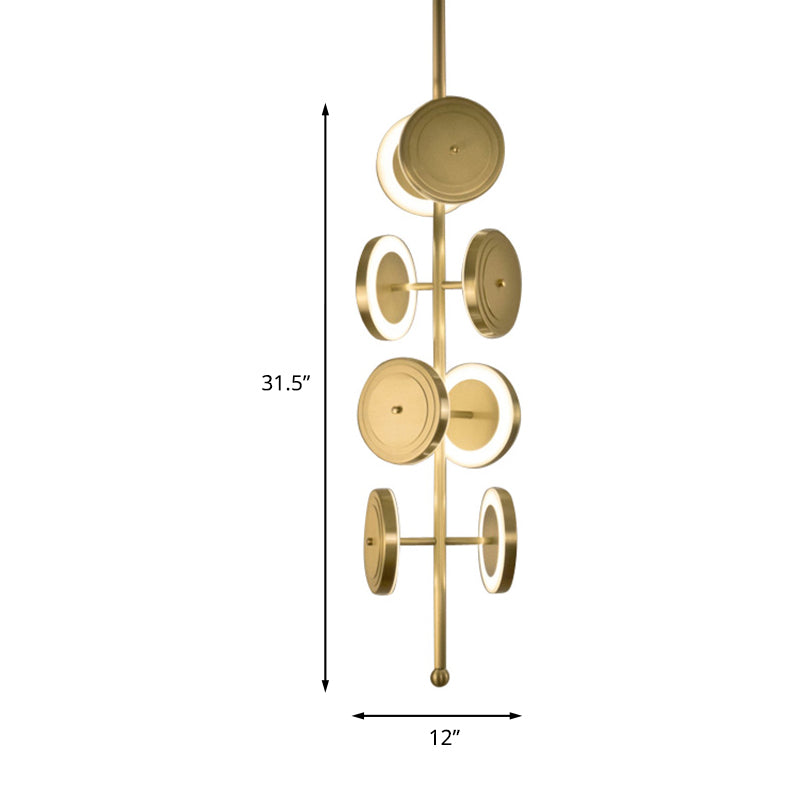 Circle Hanging Led Ceiling Chandelier In Gold With Metal Finish - 8-Light 23’/31.5’ Height