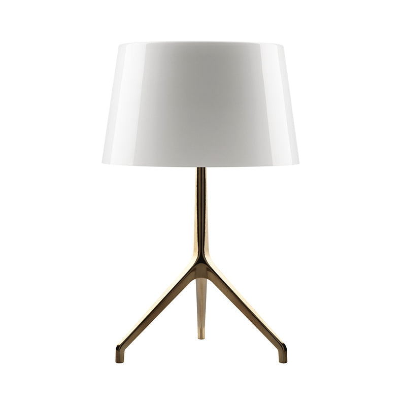 Gold Metal Tripod Nightstand Lamp With Barrel Shade For Bedroom Simple & Elegant Design