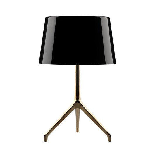 Gold Metal Tripod Nightstand Lamp With Barrel Shade For Bedroom Simple & Elegant Design