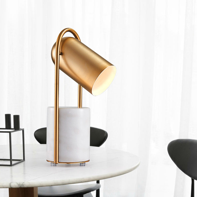 Metal Desk Lamp With Gold Finish Marble Base - Modern Capsule Design 1 Bulb