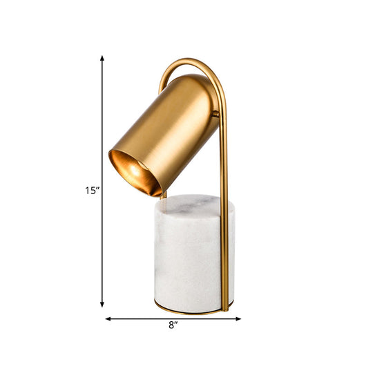 Metal Desk Lamp With Gold Finish Marble Base - Modern Capsule Design 1 Bulb
