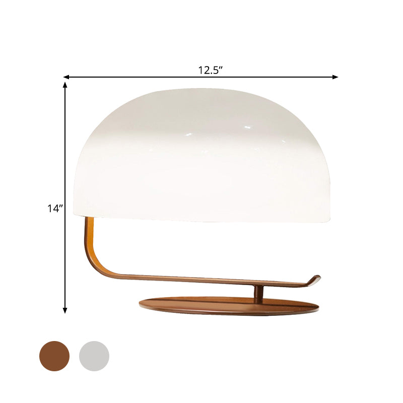 Contemporary Mushroom Night Table Lamp In White/Brown