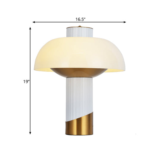 Post Modern Gold Bowl Desk Lamp With Milk Glass Shade For Living Room