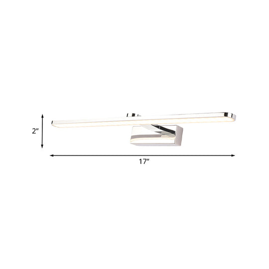 Elongated Acrylic Vanity Lighting 16/17/23 Led Wall Light Sconce For Bathroom White Finish