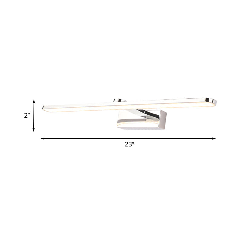 Elongated Acrylic Vanity Lighting 16/17/23 Led Wall Light Sconce For Bathroom White Finish