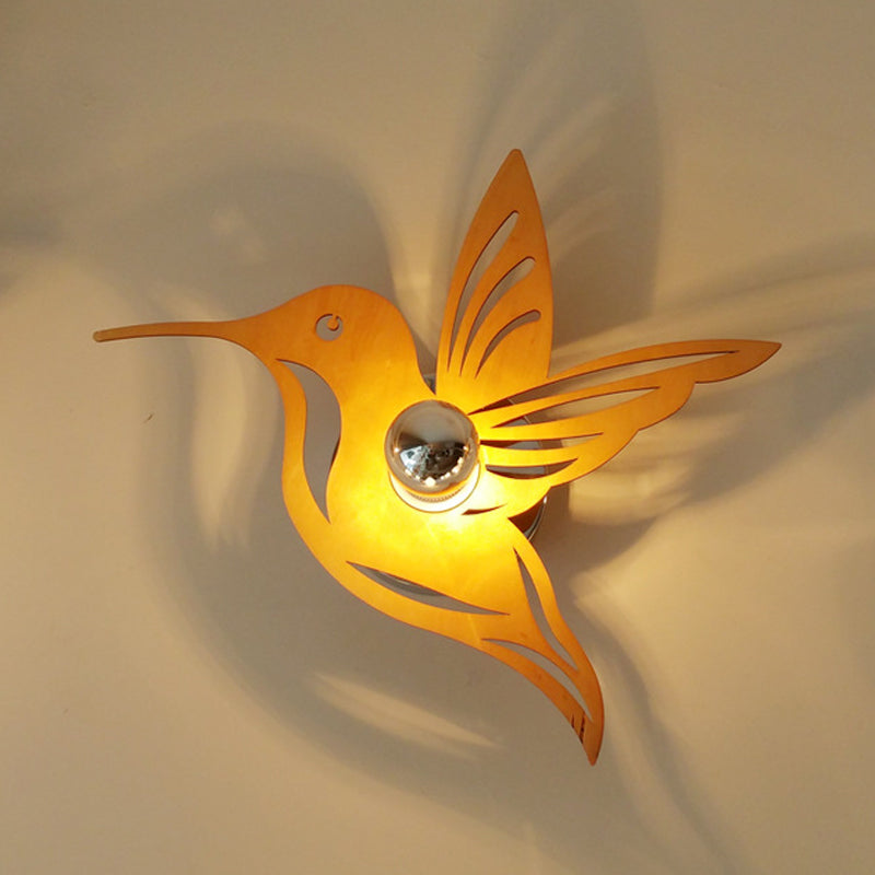 Modern Bird-Shaped Wood Sconce With Beige Wall Mount - Bedside Lamp