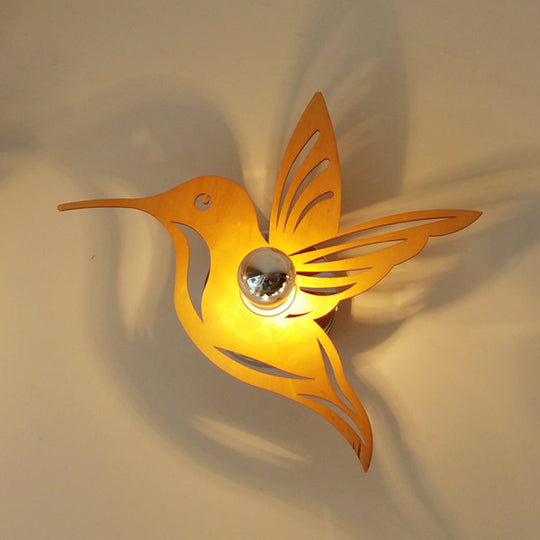 Modern Bird-Shaped Wood Sconce With Beige Wall Mount - Bedside Lamp