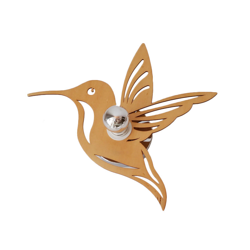 Modern Bird-Shaped Wood Sconce With Beige Wall Mount - Bedside Lamp