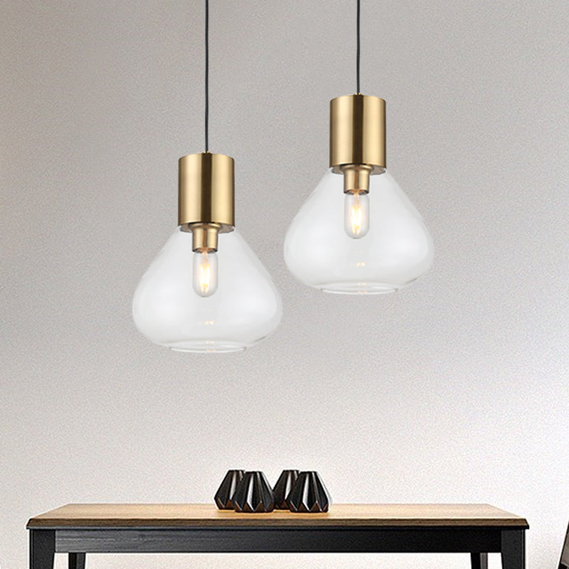 Modern Clear Glass Urn Pendant Lamp - Gold Finish Dining Table Lighting