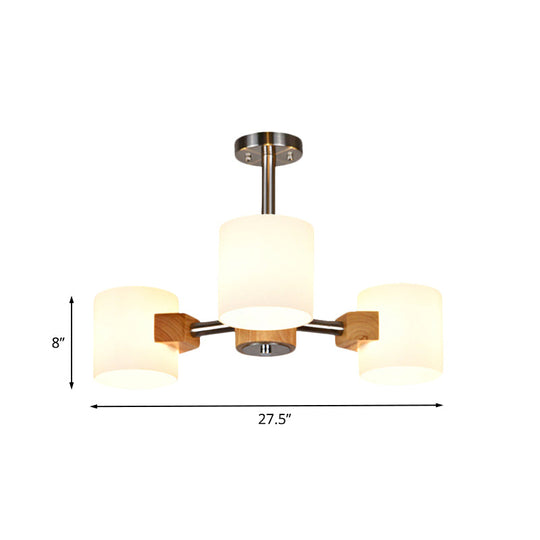 Modern Chrome Semi Flush Ceiling Lamp With White Glass - 2/3 Lights Living Room Lighting