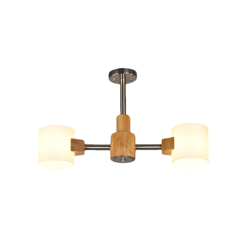 Modern Chrome Semi Flush Ceiling Lamp With White Glass - 2/3 Lights Living Room Lighting