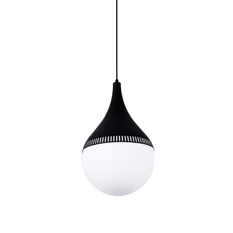 Modern Cream Glass Teardrop Ceiling Light With Black Corridor Pendant