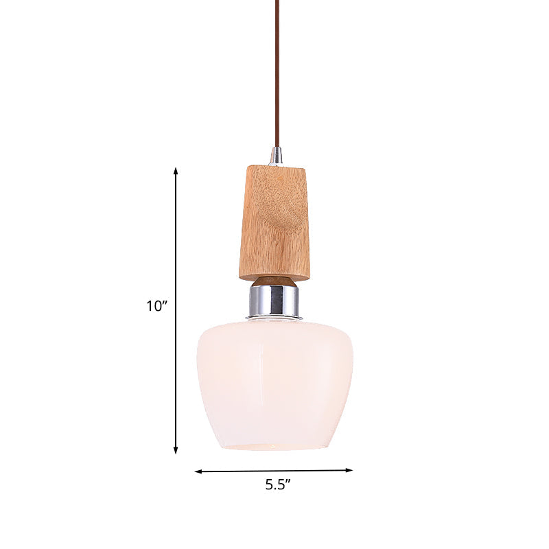 Vintage Chrome Tulip Pendant Light With Frosted White Glass And Wood Top