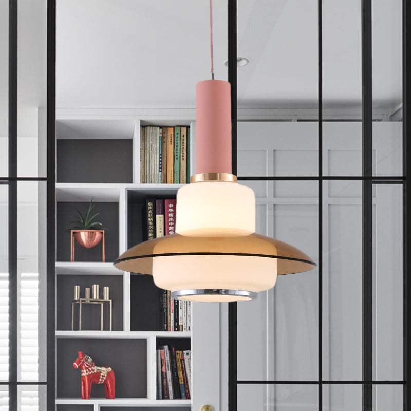 Opal Glass Macaron Gourd Pendant Light In Pink/Light Blue/Gold - Dining Room Ceiling Lamp