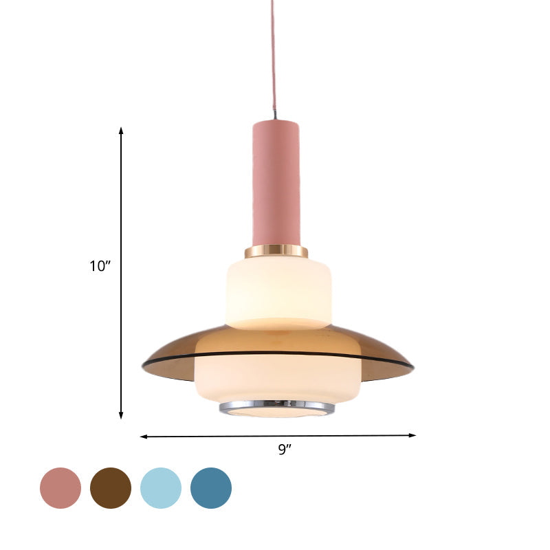 Opal Glass Macaron Gourd Pendant Light In Pink/Light Blue/Gold For Dining Room Ceiling
