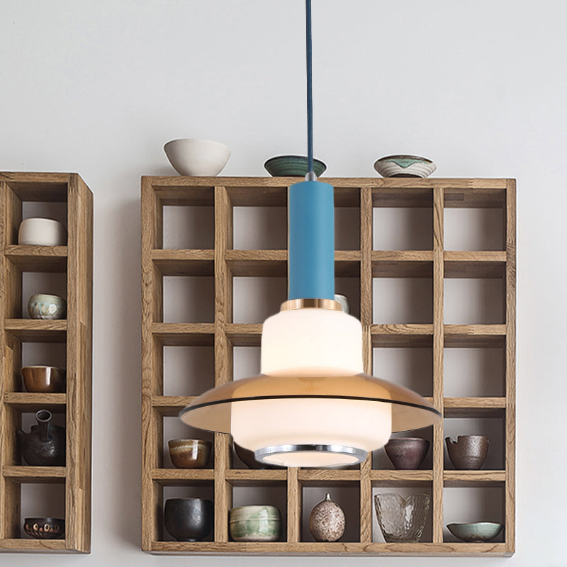 Opal Glass Macaron Gourd Pendant Light In Pink/Light Blue/Gold For Dining Room Ceiling