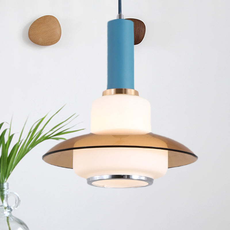 Opal Glass Macaron Gourd Pendant Light In Pink/Light Blue/Gold For Dining Room Ceiling