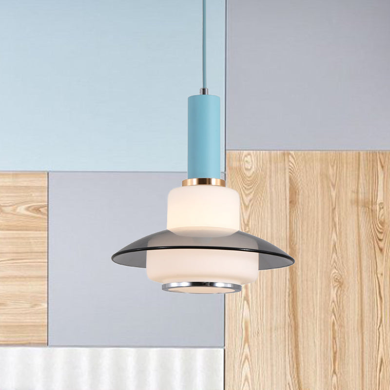 Opal Glass Macaron Gourd Pendant Light In Pink/Light Blue/Gold For Dining Room Ceiling