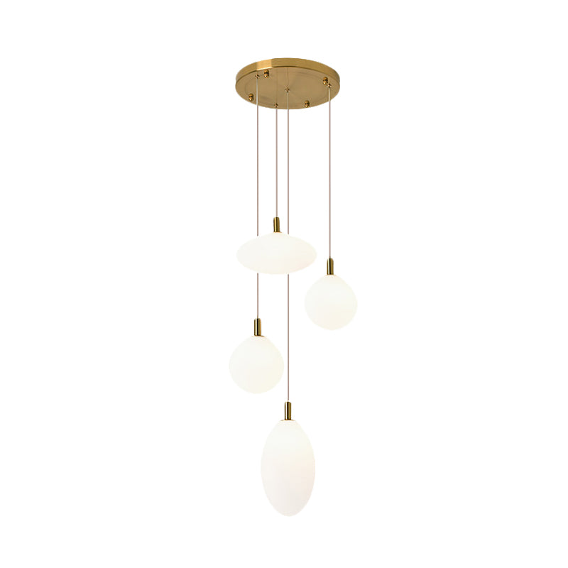Minimalistic Gold/Black Pendant Lamp With 4 Lights And Cream Glass’ Or ’Minimalist 4-Light Glass
