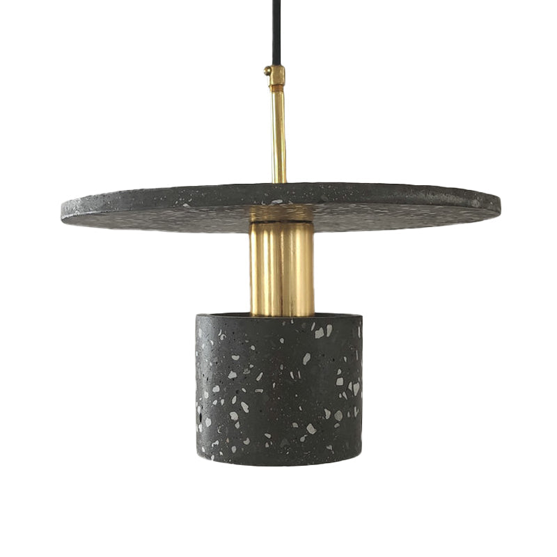 Nordic Terrazzo Pendant Lamp In White/Black/Pink: Round Plate And Cylinder Design Perfect For