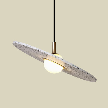 Modern Terrazzo Suspension Light: Round Disc Pendant Lamp For Restaurant - White/Pink Shade Single