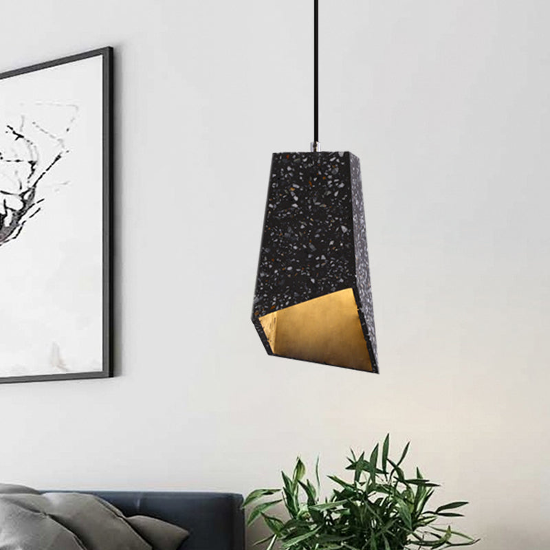 Hanging Geometric Nordic Terrazzo Pendant Lamp - 1 Head White/Black/Red Ideal For Coffee Shop