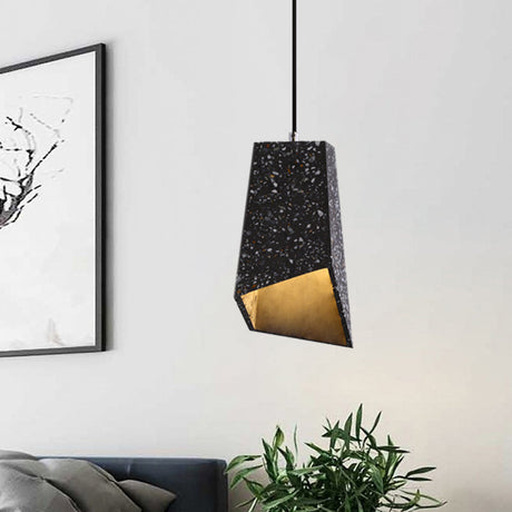 Nordic Terrazzo Geometric Hanging Light Fixture - 1 Head White/Black/Red Pendant Lamp For Coffee